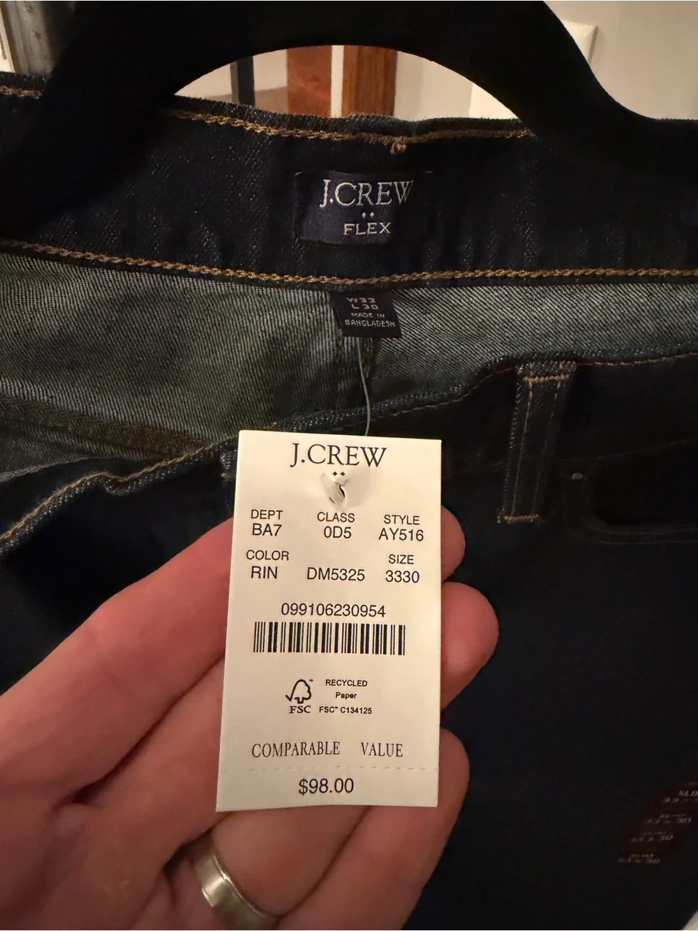 J. Crew Men’s Dark Wash Skinny Jeans